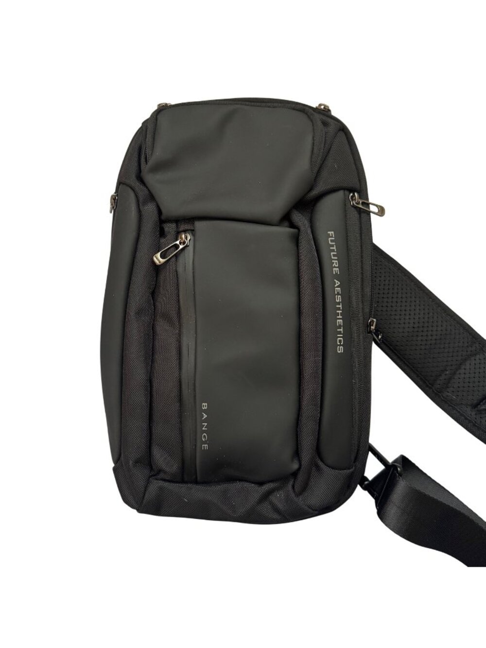 Bange Black Crossbody Sling Bag Adjustable Strap Durable Racquet Coil Zippers